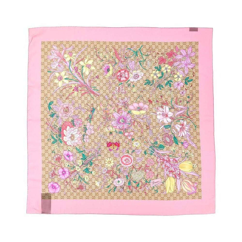 Gucci Printed Gg Silk Twill Carre